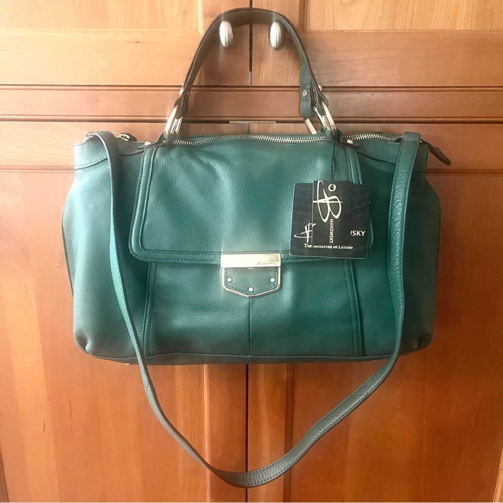 B Makowsky Spacious Genuine Leather Shoulder & Satchel & Crossbody Bag - Picture 5 of 12